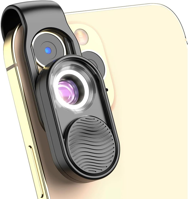 Apexel 100x Mini-Mikroskop für Smartphone-Kamera, beleuchtetes tragbares LED-Objektiv mit USB-Ladeka