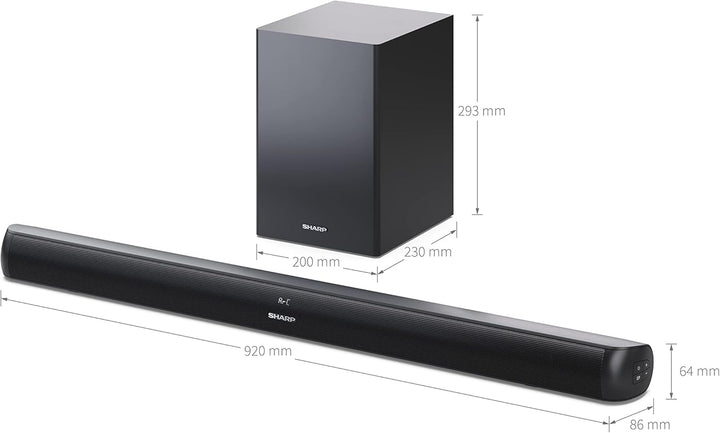 SHARP HTSBW202 2.1 Soundbar 200W (USB, Bluetooh, HDMI, Optisch, AUX-In (3,5mm), Breite: 92cm), draht