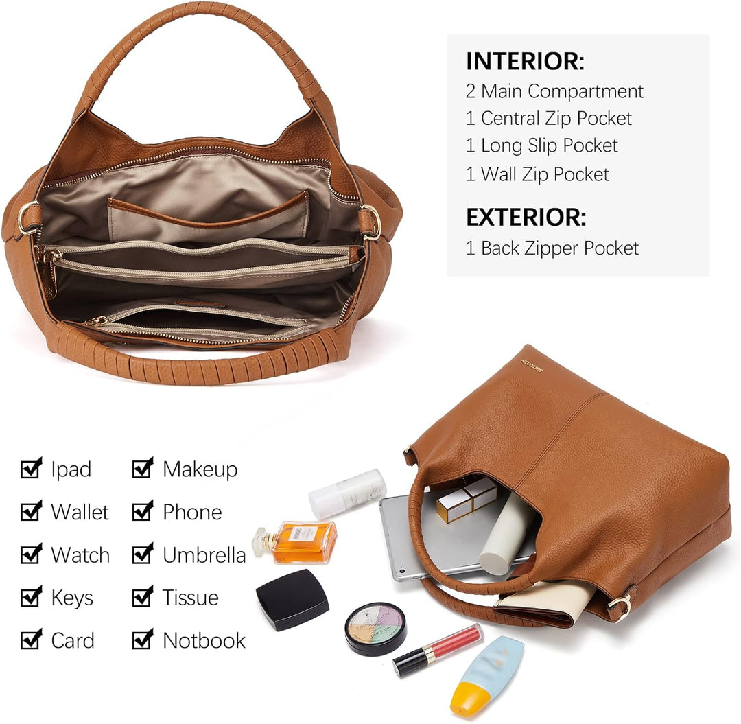 BOSTANTEN Damen Weiches Leder Handtaschen Gross Schultertasche Designer Frauen ledertaschen 2411-bra