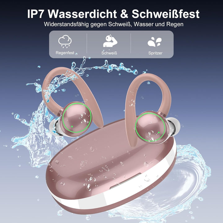 Bluetooth Kopfhörer Sport, Kopfhörer Kabellos Bluetooth 5.4 mit 4 Mic, In Ear Kopfhörer Bluetooth EN