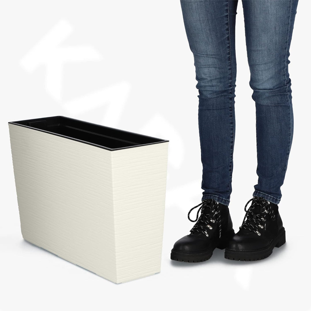 KADAX Blumenkasten aus Kunststoff, 18,5x55,7cm, 5 Farben, Blumentopf mit Bewässerungsbändern, Balkon