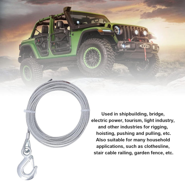 Aramox Windendrahtseil, 4 Mm X 12 M Kabel 2000 LBS Stärke Edelstahl Verzinkt Ersatz