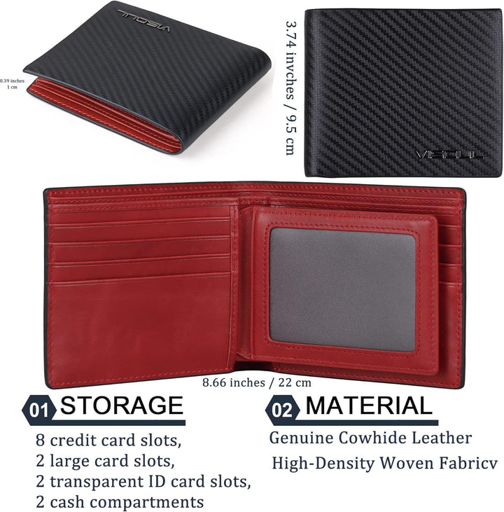 VISOUL Leder Geldbörse Herren mit ID-Fenster & RFID Schutz I Echtleder Geldbeutel für Männer I Porte