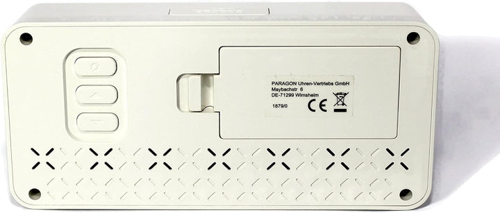 Atlanta Funkwecker Digital-Wecker LCD Snooze Licht Lautlos Ohne Ticken 3 Weckzeiten Alarme Weiss - 1