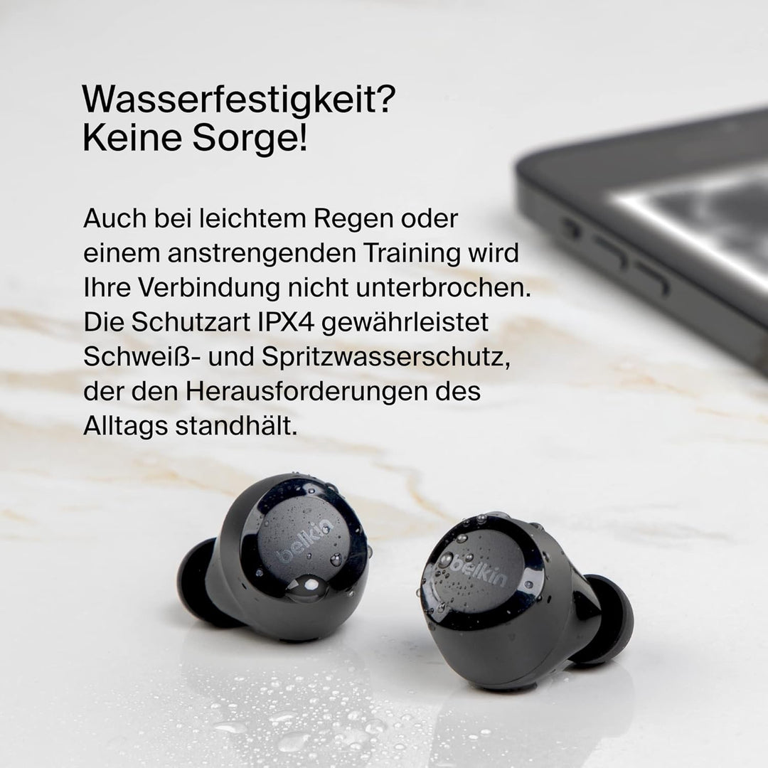 Belkin SoundForm Bolt True Wireless In-Ear-Kopfhörer, kabelloser Kopfhörer mit Mikrofon, Akkulaufzei