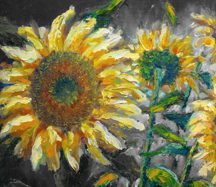 Sonnenblumen vor blauem Hintergrund B&W Detail Herdabdeckplatte & Spritzschutz aus Echtglas | Für He