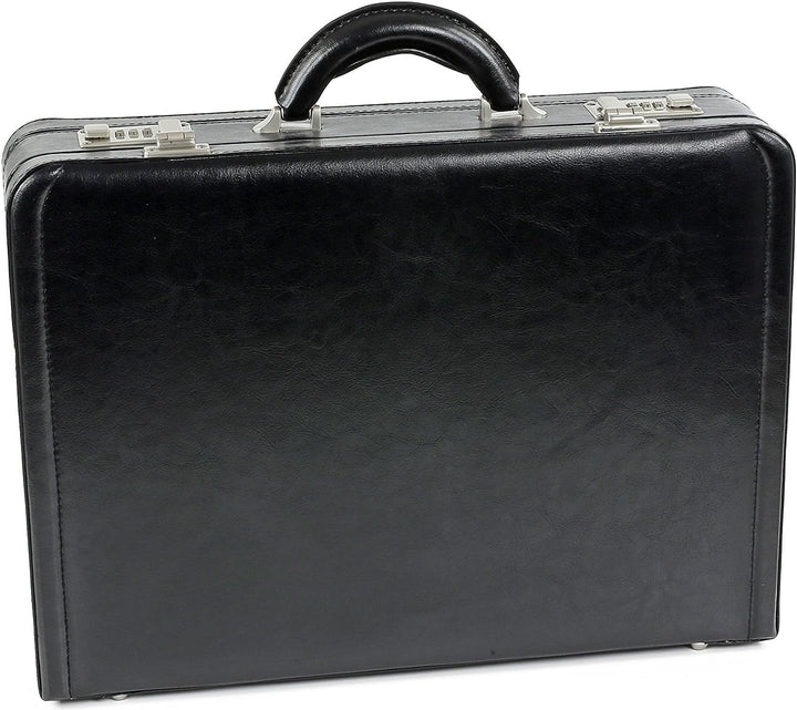 Bowatex Dokumentenkoffer Aktenkoffer Leder-Faserstoff Koffer Schwarz 44 cm