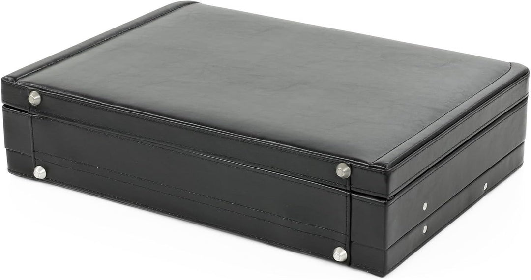 Bowatex Dokumentenkoffer Aktenkoffer Leder-Faserstoff Koffer Schwarz 44 cm