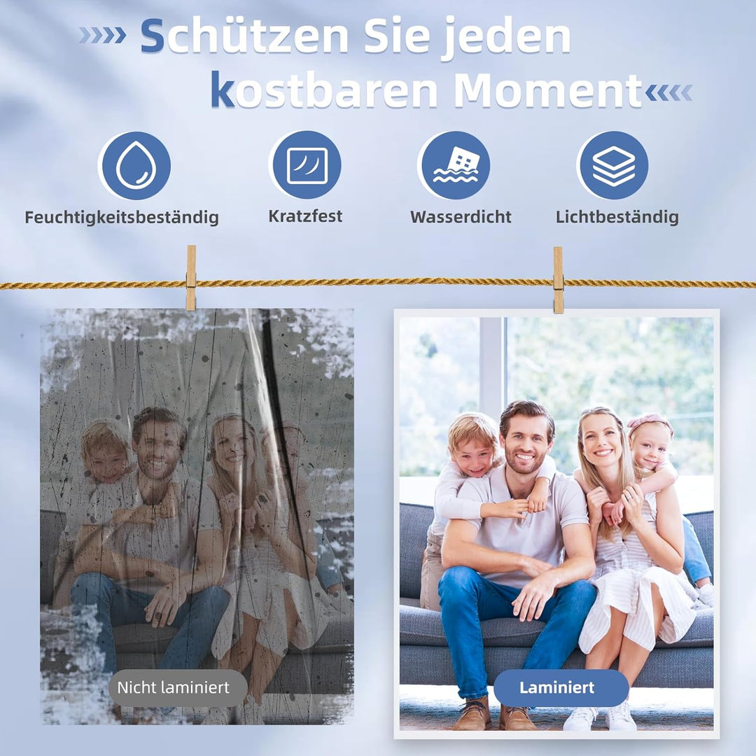 Crenova A3 Laminiergerät, Laminiergerät mit 30 Laminierfolien für A3/A4/A5/A6, Laminiermaschine mit