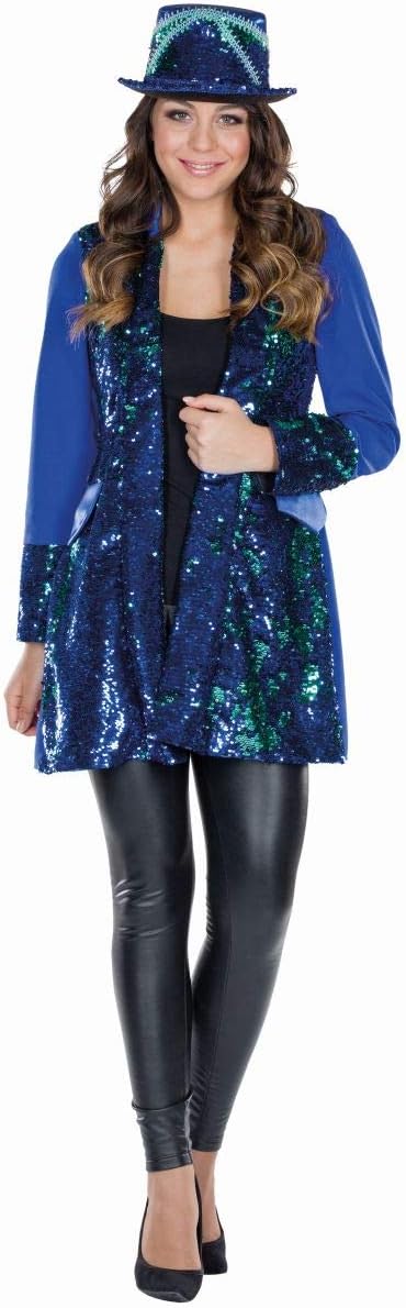 Rubie's Damen Kostüm Pailettenjacke Pailetten Karneval Fasching Gr. 44, Blau