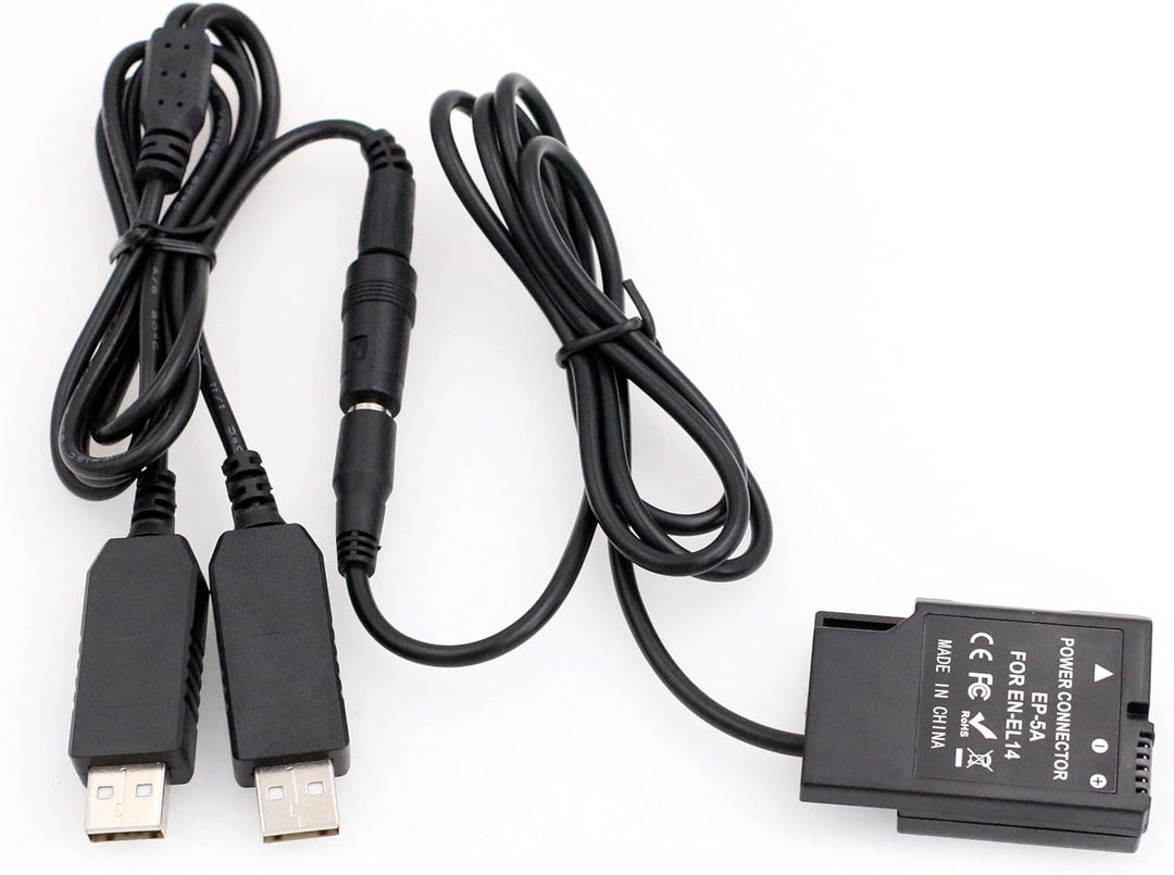 Dual USB EN-EL14 Dummy Akku DC Koppler EP-5A für Nikon D5100 5200 5300 DSLR-Kamera