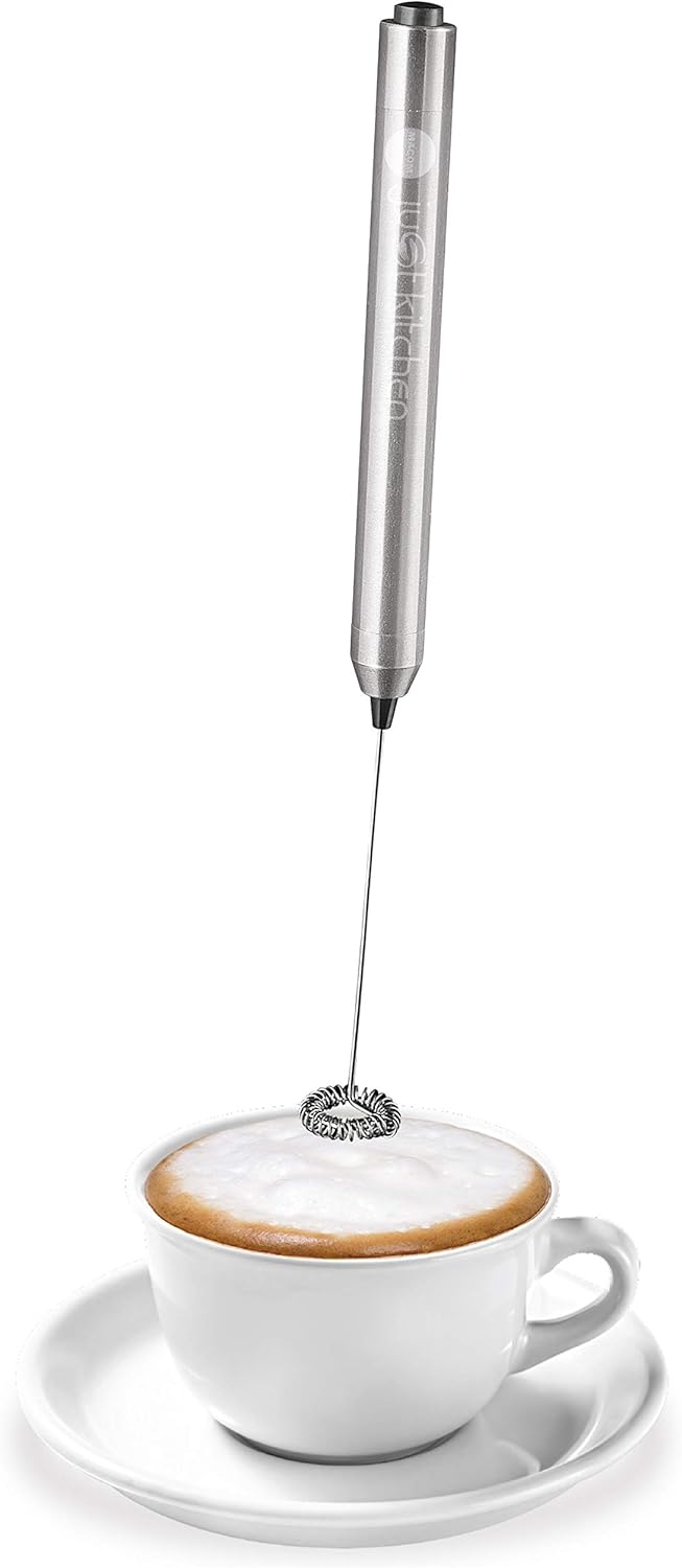 Macom Just Kitchen 863 Schaum & Latte Milchaufschäumer batteriebetrieben Edelstahl, Silber