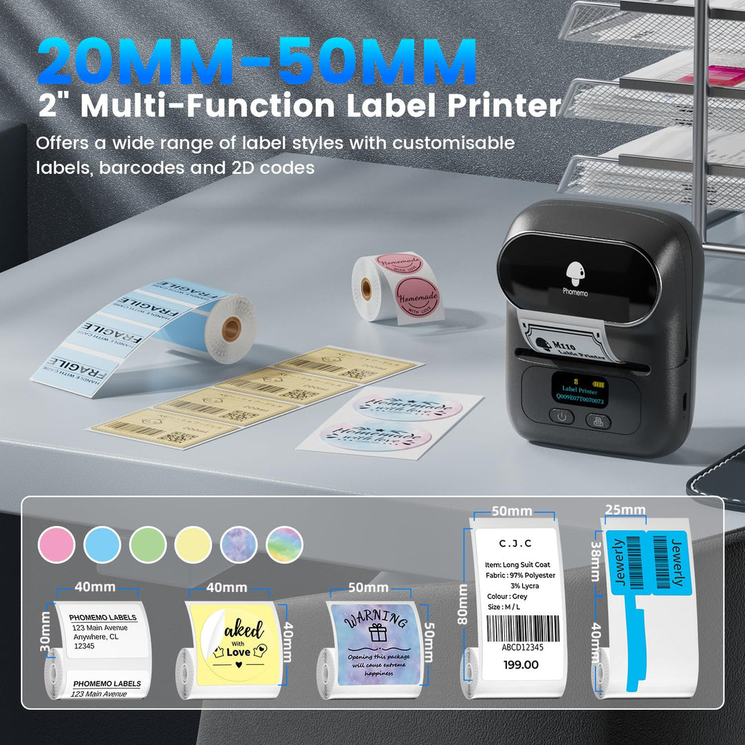 Phomemo M110S Bluetooth Etikettendrucker-Thermoetikettendrucker-M110S Tragbarer Mini-Thermo-Label-Ma