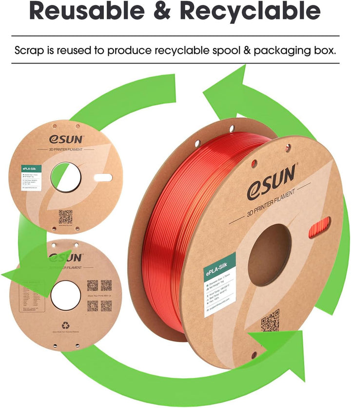 eSUN Silk Rainbow PLA Filament 1.75mm, Silky Multicolored 3D Drucker Filament PLA, Farbverlauf wechs