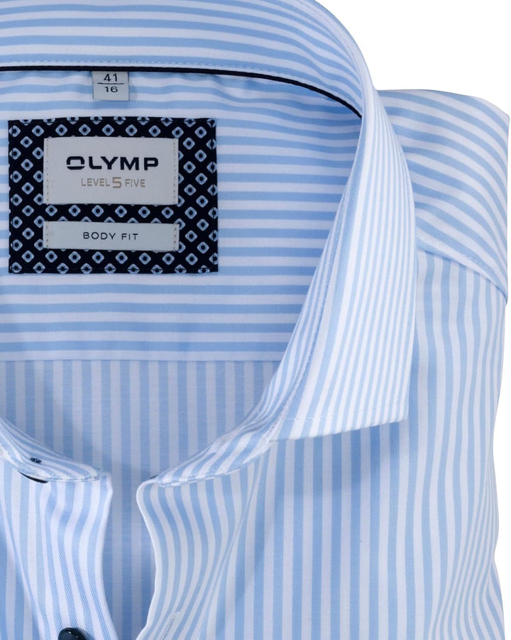 OLYMP Herren Oberhemd Langarm Level.Five.Body.fit,Römer Streifen,Body fit,Royal Kent 37 Bleu 11, 37