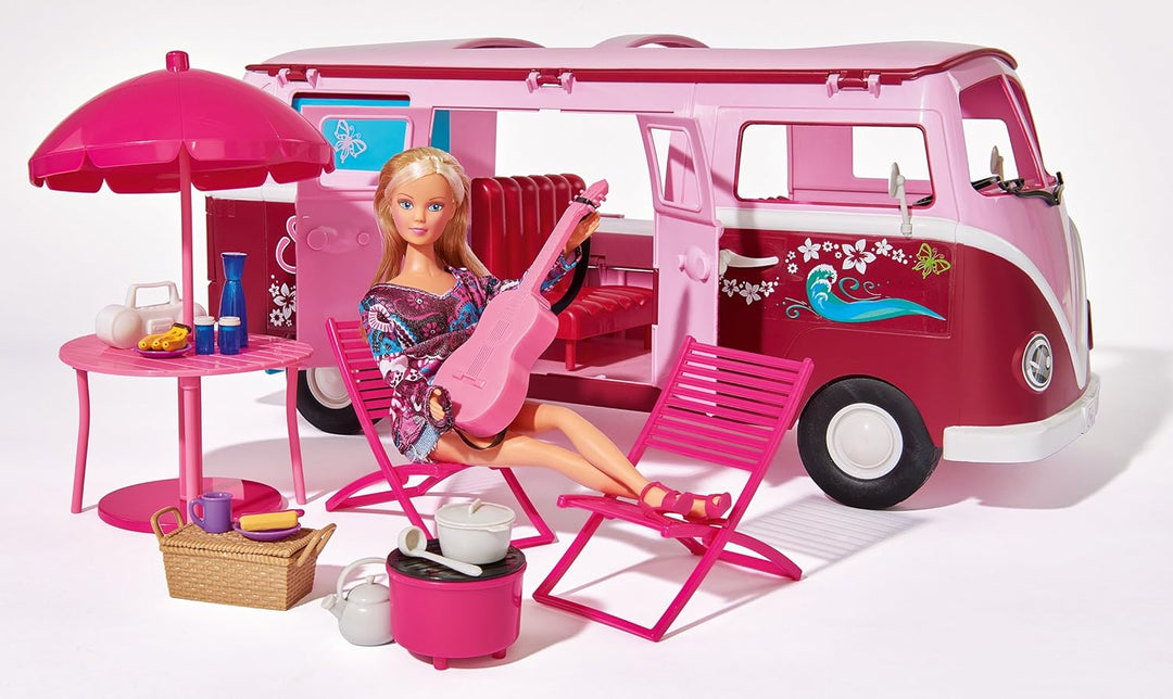 Simba 105739423 - Steffi Love Hawaii Camper / aufklappbares Auto / 51cm / mit Küche / Sitzecke / Bet