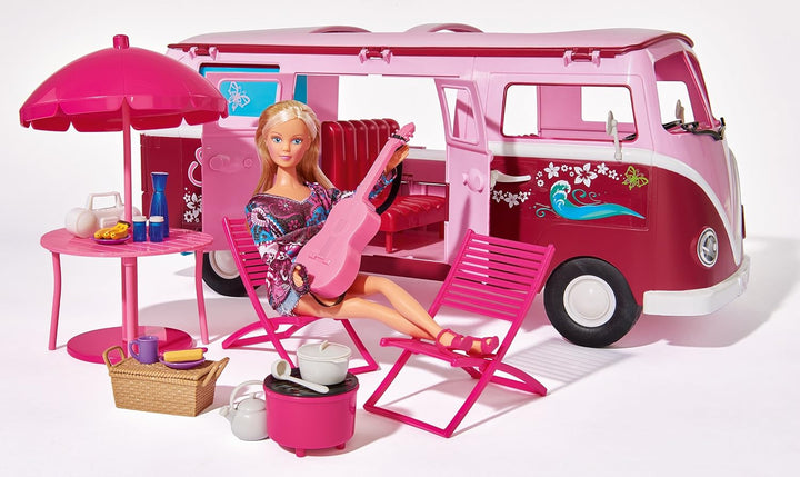 Simba 105739423 - Steffi Love Hawaii Camper / aufklappbares Auto / 51cm / mit Küche / Sitzecke / Bet