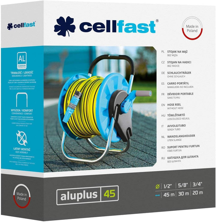 Cellfast ALUPLUS Gartenschlauchaufroller, Schlauchaufroller, bequemer Transport und Lagerung, korros
