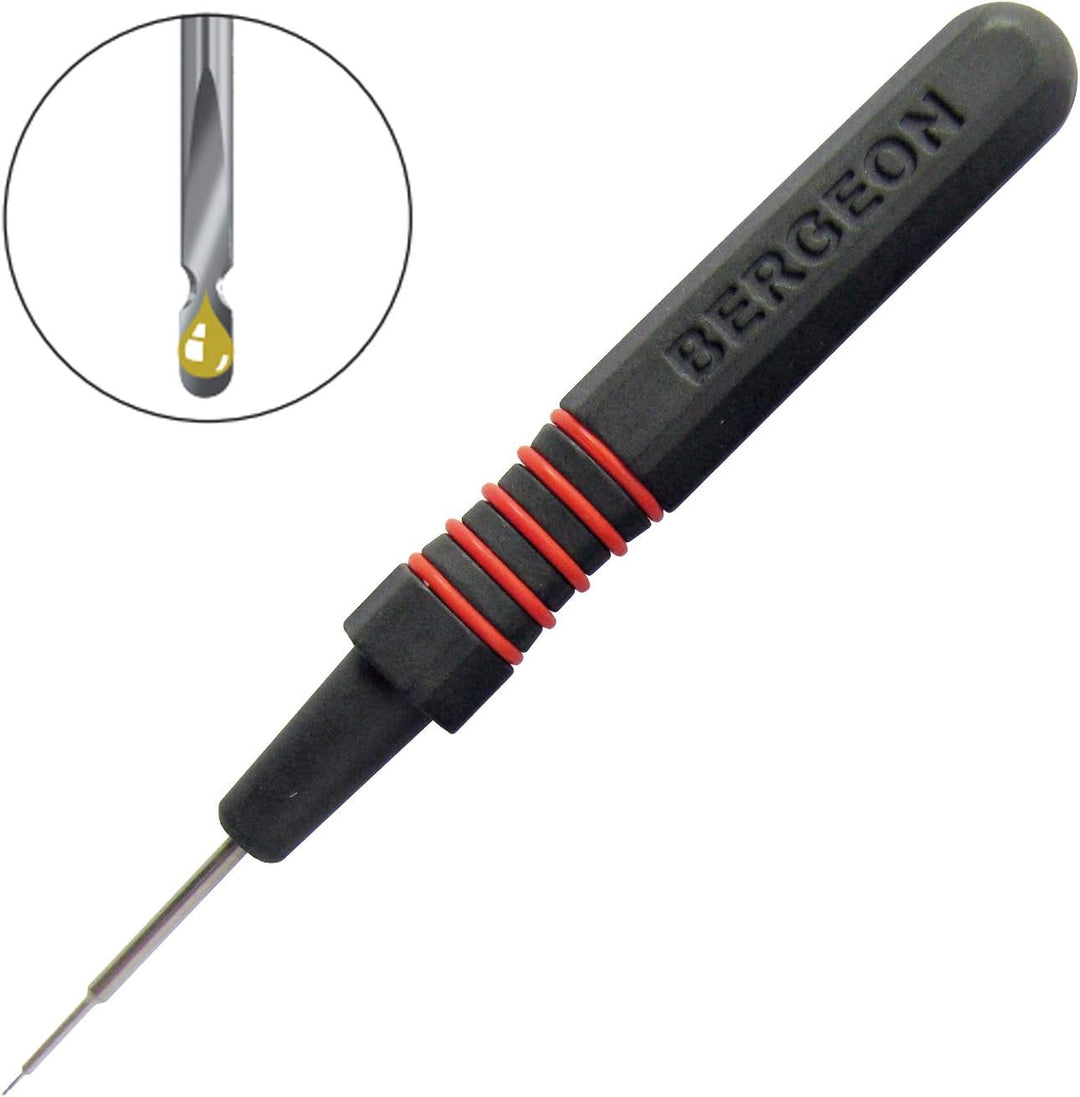 BERGEON Ölgeber HH 7013-R – Farbe: Rot – Edelstahlspitzen – Ergonomischer Griff – PRÄZISES Aufsetzen