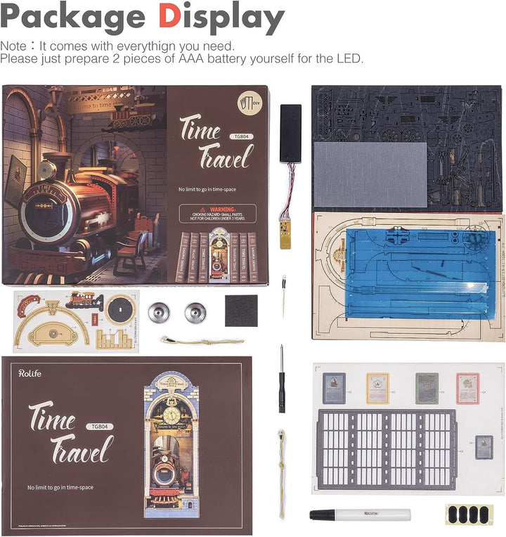 Rolife DIY Book Nook Kits Modell Holzbausatz, Unisex-Kinder, Bookshelf Insert Diorama Bookends, Book