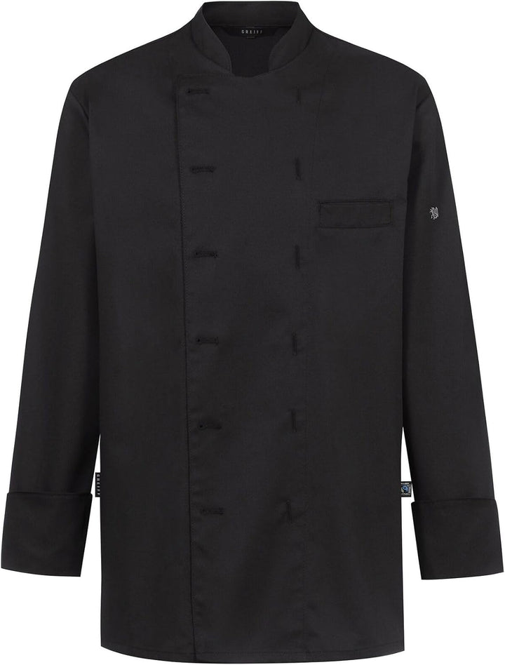 Greiff Gastro Moda Cuisine Herren Premium-Kochjacke Regular-Fit L Schwarz, L Schwarz