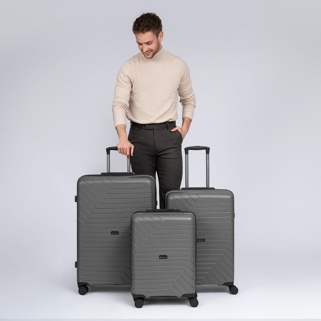 REDOLZ Hartschalen Koffer-Set 3-teilig | aus hochwertigem, leichtem Polypropylen Material | 4 Doppel