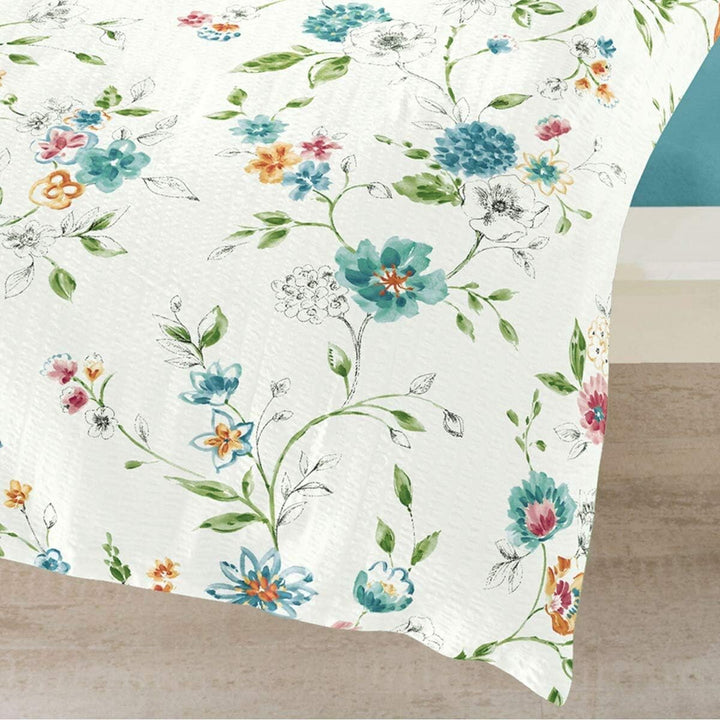 Traumschlaf Seersucker Bettwäsche Blumengirlande 1 Bettbezug 135 x 200 cm + 1 Kissenbezug 80 x 80 cm