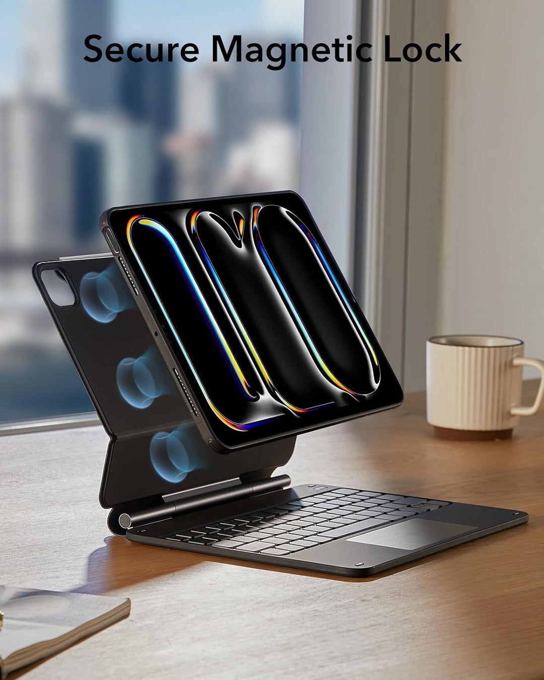 ESR iPad Pro 11 Zoll (M4 2024) Hülle mit Tastatur, Tastaturhülle mit einzustellendem Magnetständer,