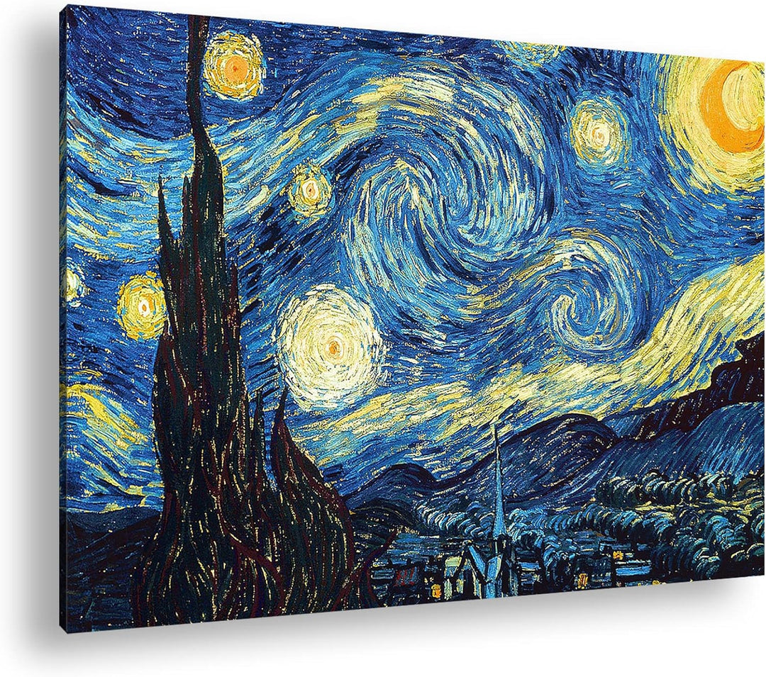 deyoli Sternenklarer Himmel Van Gogh Format: 120x80 als Leinwandbild, Motiv fertig gerahmt auf Echth