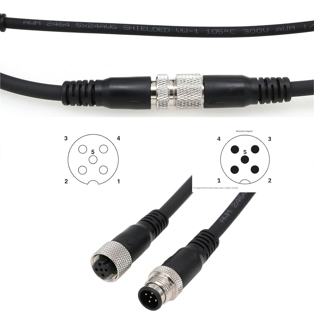 HangTon M12 A Code 5 Pin Male Female Actuator Sensor Signal Shielded Cable for Industrial Controls A