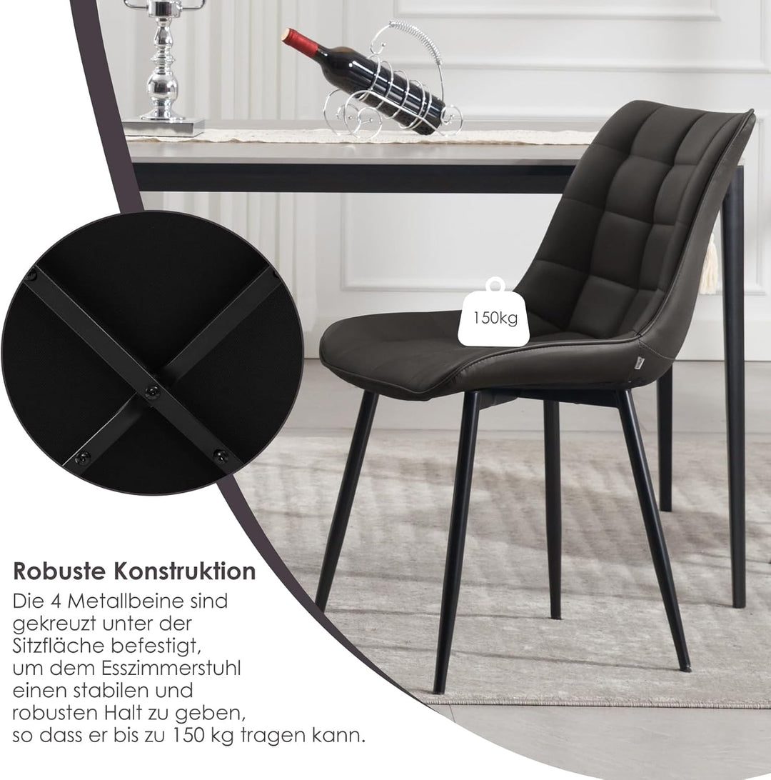 WOLTU 4 x Esszimmerstühle 4er Set Esszimmerstuhl Küchenstuhl Polsterstuhl Design Stuhl mit Rückenleh