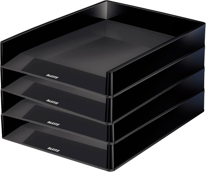 Leitz Briefkorb Duo Colour, 4 Stück, schwarz, 53610095 Schwarz / Schwarz 4 Stück, Schwarz / Schwarz