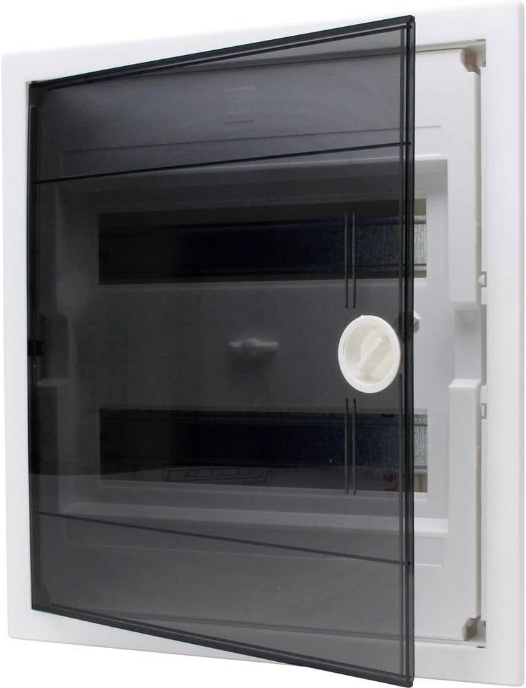 Kopp Unterputz-Verteilerkasten mit Plastiktür 2-reihig für 24 Pole, 1 Stück, Grau/Schwarz, 346002005