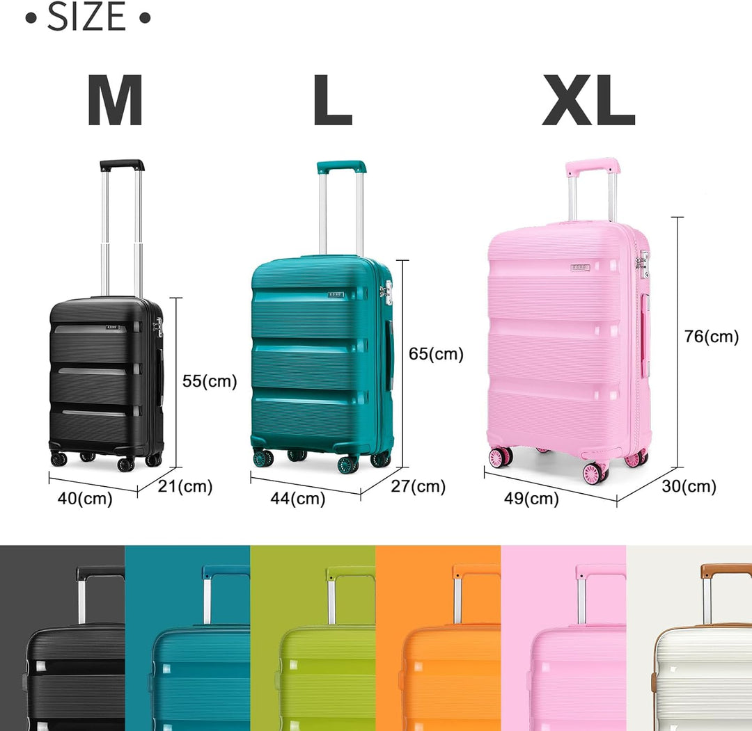 KONO Koffer Trolleys Reisekoffer mit TSA Schloss M (55cm Handgepäck) Blau/Braun, M (55cm Handgepäck)
