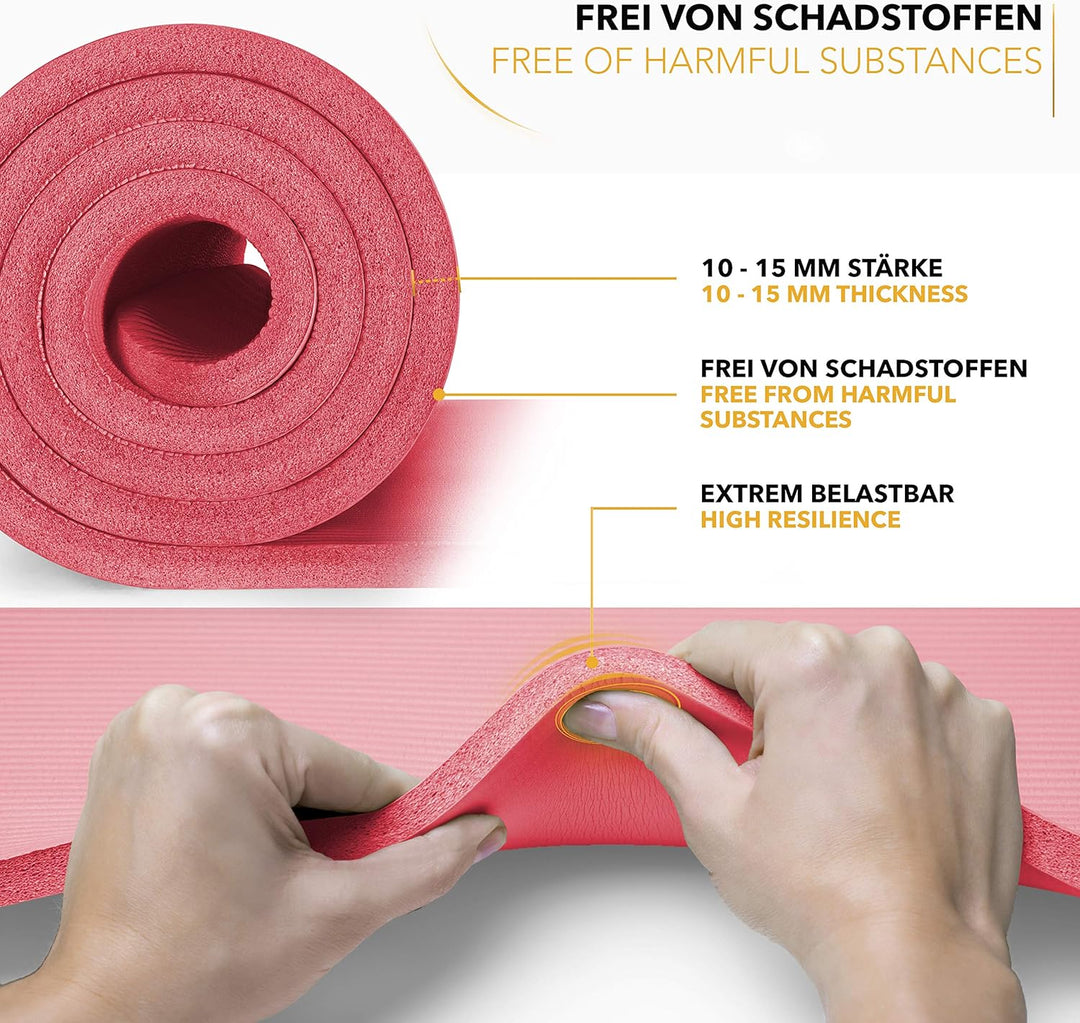 TRESKO Yogamatte Phthalatfrei - Gymnastikmatte rutschfest, Pilatesmatte Fitnessmatte mit Tragegurt,