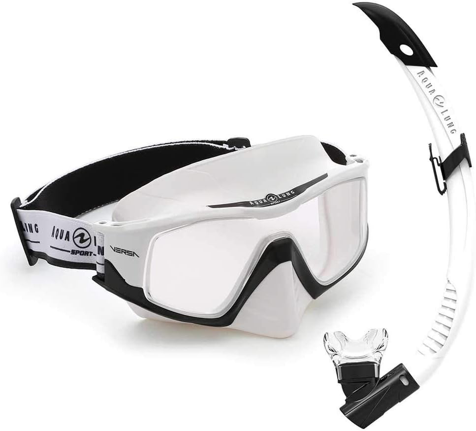 Aqua Lung Versa Set mit Maske und Schnorchel L weiss & schwarz/klare Linse, L weiss & schwarz/klare