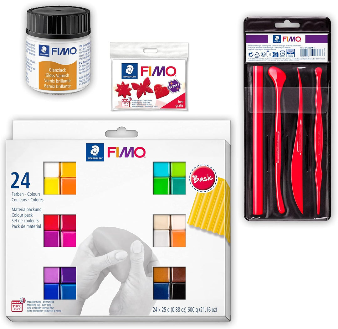 Staedtler 8023 C24-1XST Modelliermasse, 24 Farben, Bundle mit Zubehör Starter Set Bundle mit Zubehör