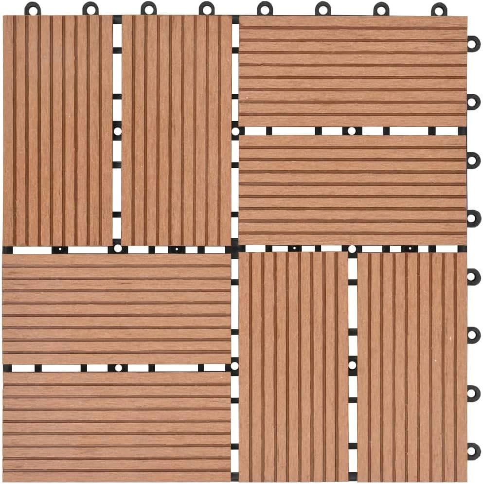 Gecheer 11 Stück Terrassenfliesen WPC Fliesen Balkon Bodenbelag Gartenfliese Balkonfliese Klickflies