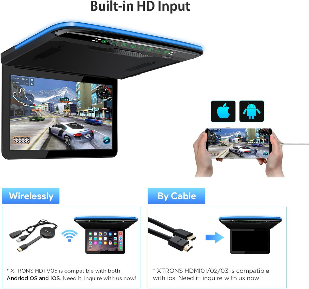 XTRONS 13,3“ Auto Deckenmonitor 16:9 Bildschirm 1920 * 1080 für Wohnwagen Auto Bus unterstützt 1080P