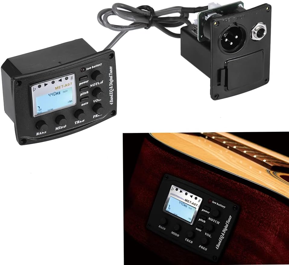 Btuty Tonabnehmer für Akustikgitarre, 4-Band, EQ Equalizer, Ton- und Lautstärke-Verstärker, Vorverst