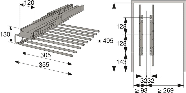 HETTICH 9162284 Amari 200 Silent System Hosenhalter (Hosenträger) ausziehbar, für 9 Hosen und Ablfag