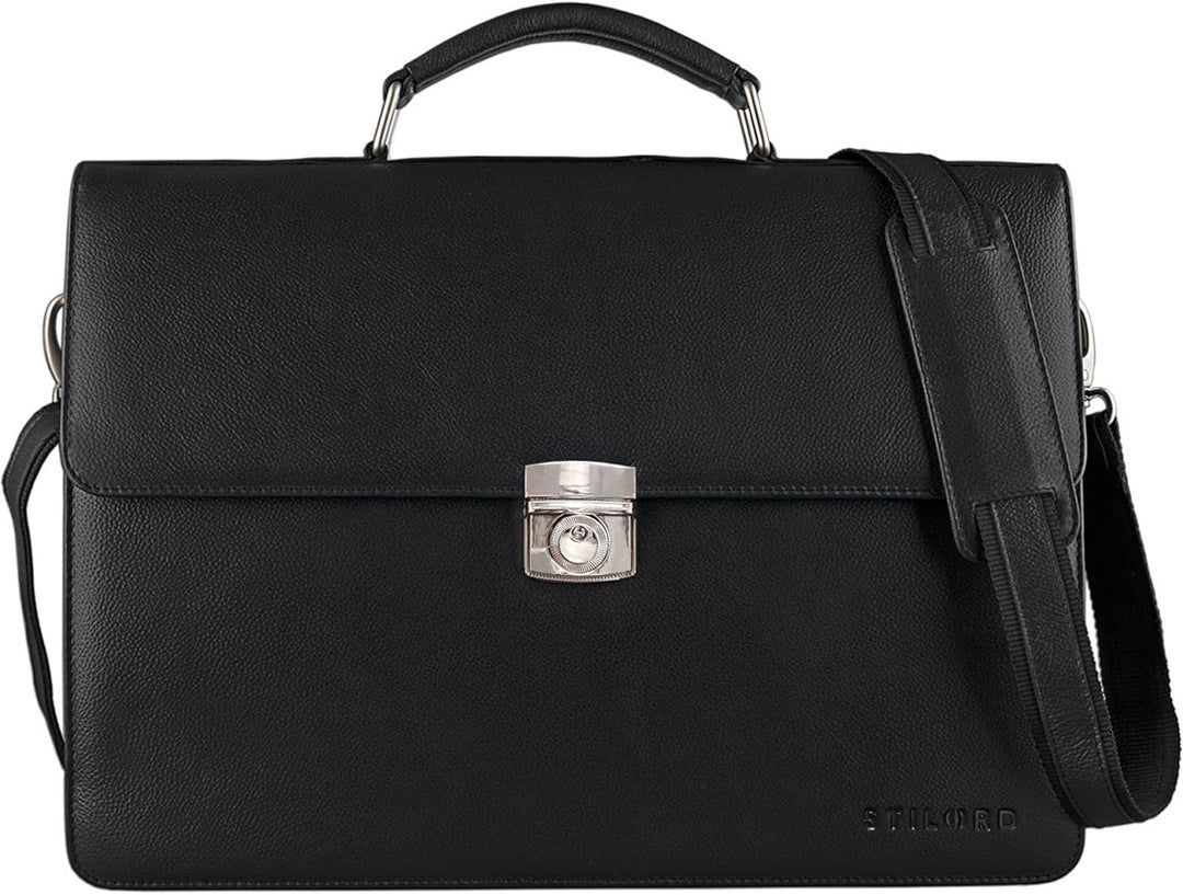 STILORD 'Robert' Aktentasche Businesstasche 15,6 Zoll Laptopfach passend für grosse DIN A4 Ordner mi