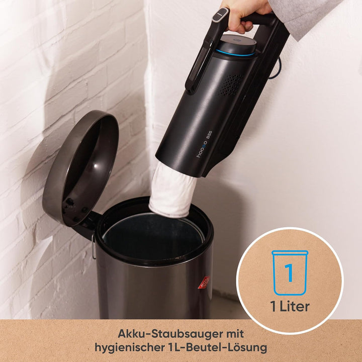 hoogo BS5 Akkustaubsauger mit Beutel | kabellos | 400W | Akkusauger mit HEPA Filter für Allergiker u