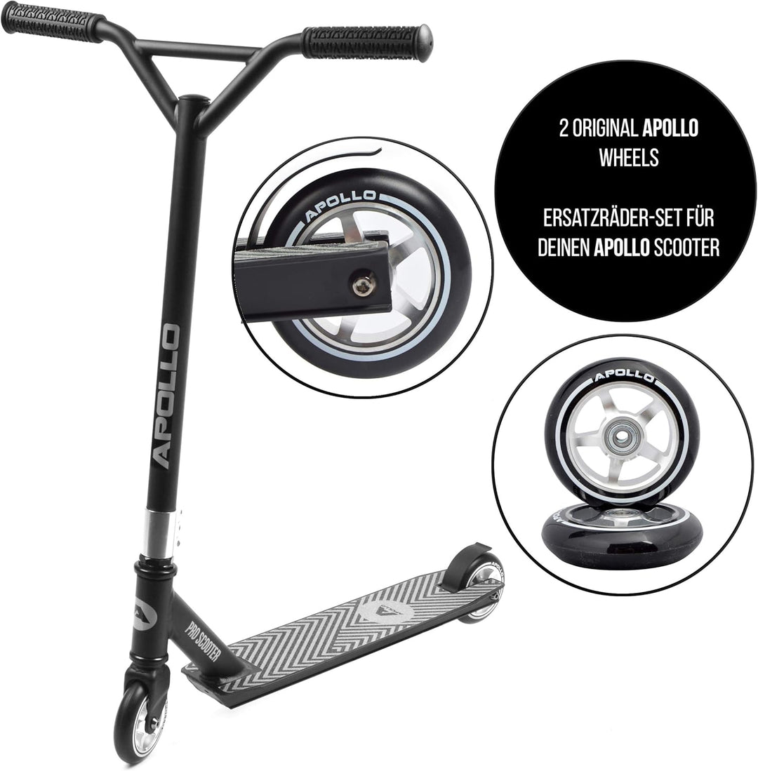 Apollo Stunt Scooter Ersatzräderset Pro Wheels - ABEC9 Kugellager, Roller Rad Ersatz-Räder passend S