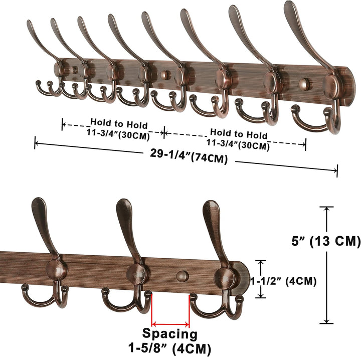 Dseap Garderobenleiste mit 8 haken, schwerlast 74cm Lang garderobenhaken, edelstahl wandgarderobe, k