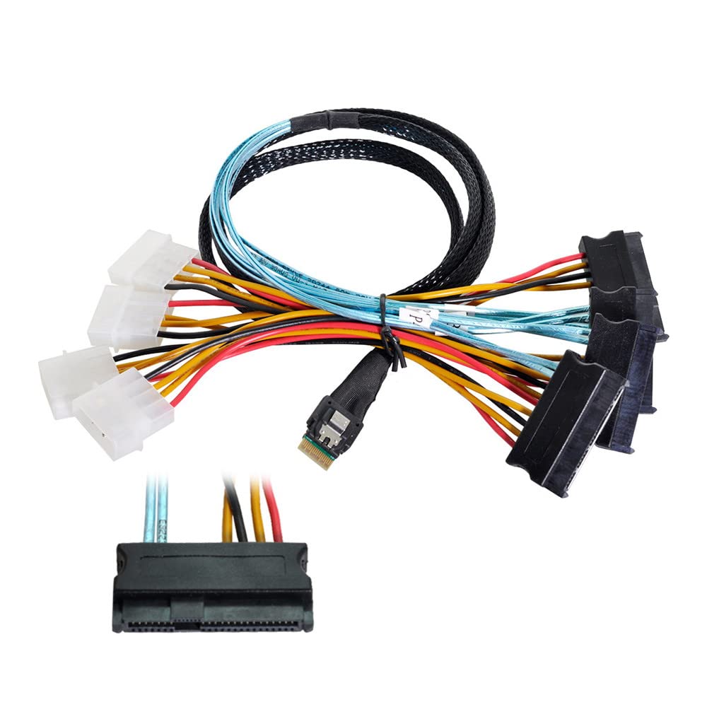 Xiwai Slimline SAS 4.0 SFF-8654 4i 38-Pin Host zu 4 SAS 29-Pin SFF-8654 Zielfestplatten-Fanout-RAID-
