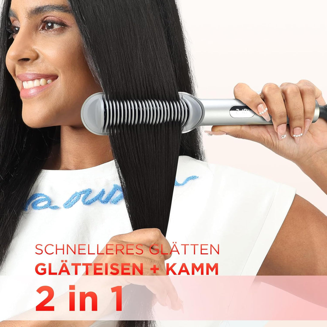 Ionen Glättbürste - PARWIN PRO BEAUTY Haarglätter Bürste - Glättungsbürste mit LED-Anzeige - Hair St