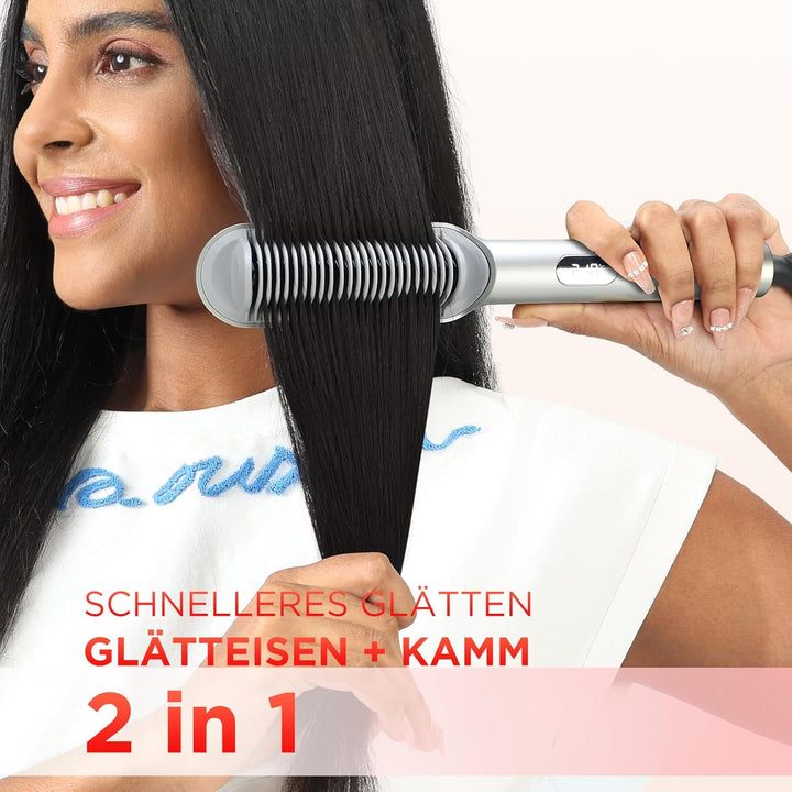 Ionen Glättbürste - PARWIN PRO BEAUTY Haarglätter Bürste - Glättungsbürste mit LED-Anzeige - Hair St