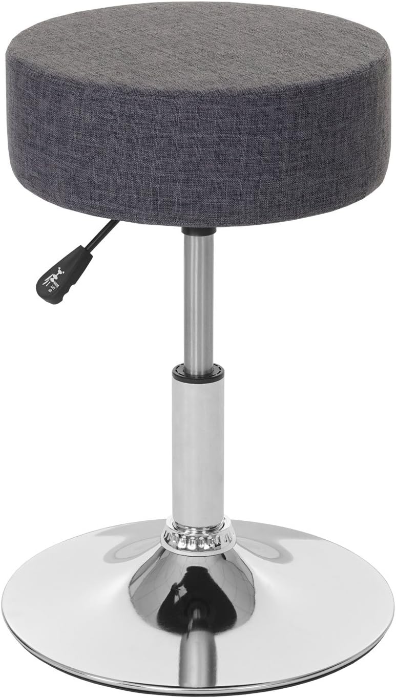 Mendler Hocker HWC-C22, Sitzhocker Schminkhocker, höhenverstellbar Ø 35cm - Textil, grau, Textil, Gr