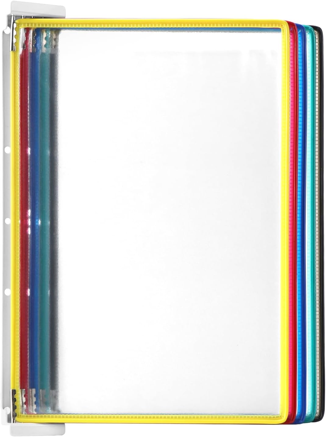QWORK® Wand Sichttafelsystem - 5 X Sichttafeln A4 - Mehrfarbig Dokumentenhalter für Messehallen, Res